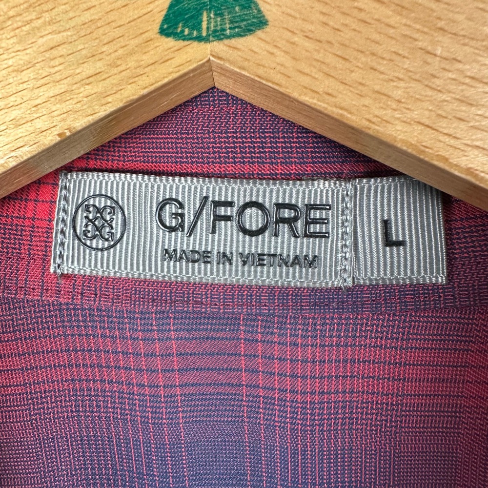 G/FORE Men's Midnight Sky Woven Shirt Long Sleeve Button Up Red Blue Size Large - Picture 5 of 7